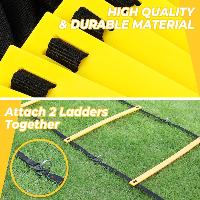 GHB Pro Agility Ladder Soccer Kick Trainer Set 20ft 12 Rung 10 Cones and 4 Stakes Speed Agility Football Training Equipment with Carrying Bag - Image 5